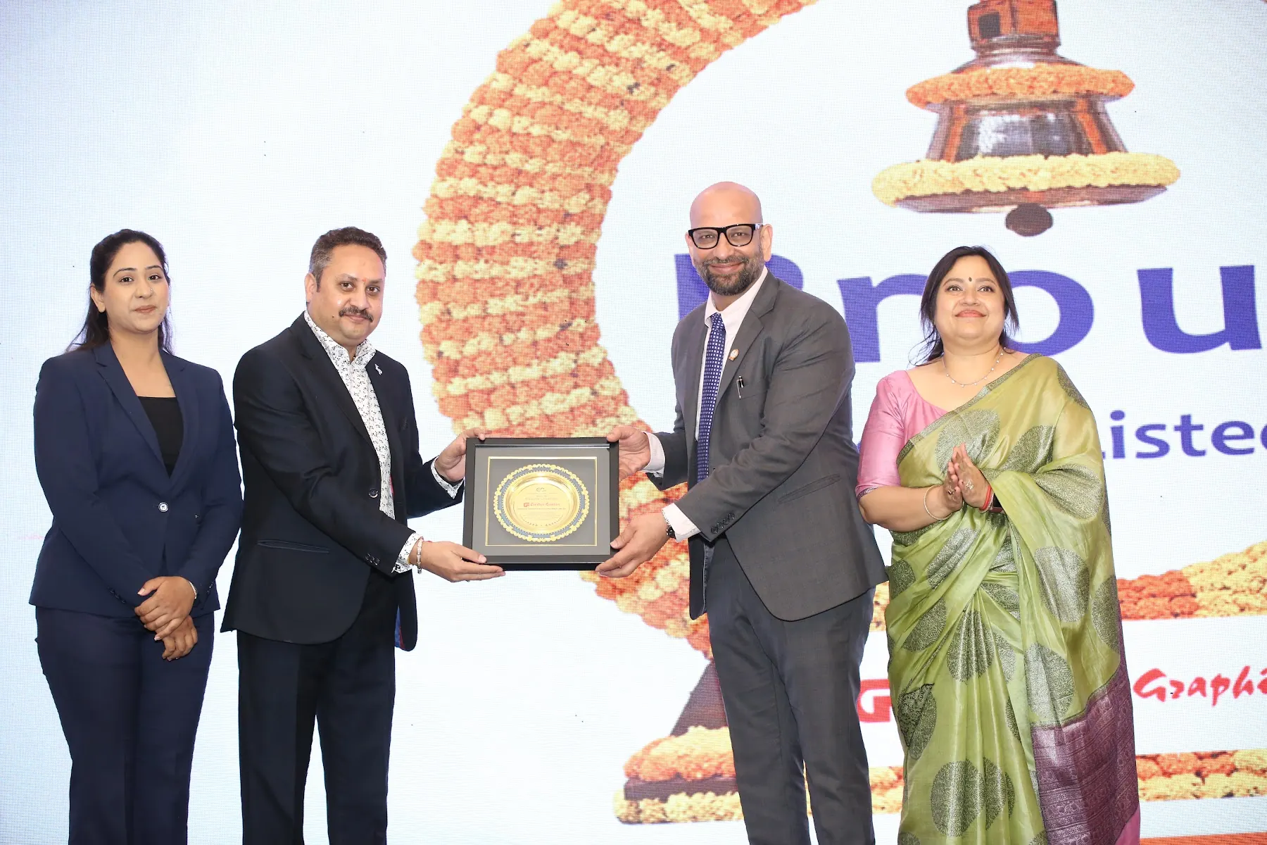 Award being presented on stage