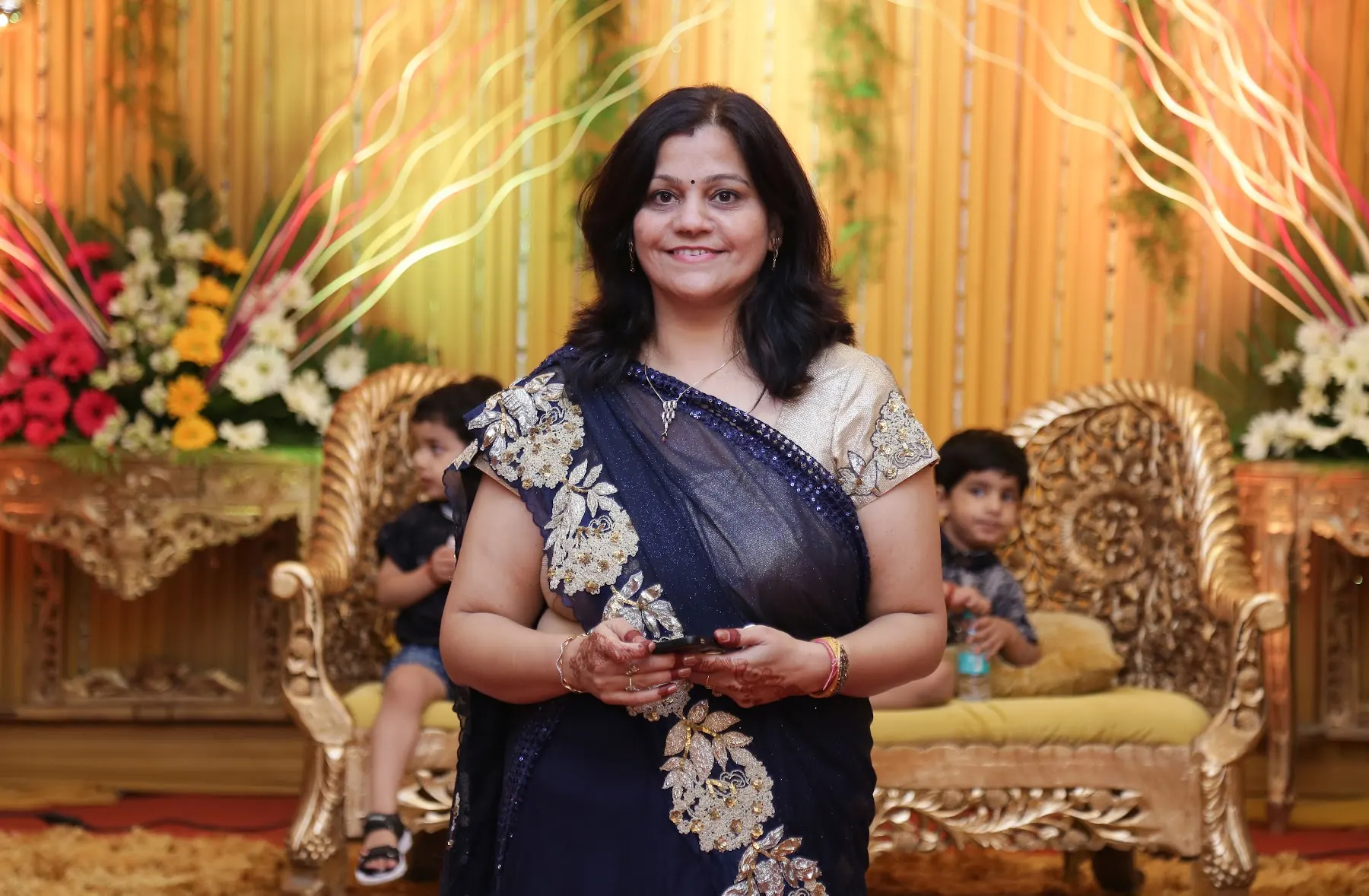 Portrait of a guest at an anniversary celebration